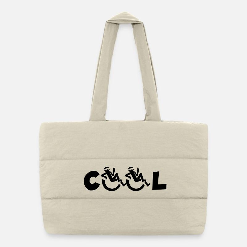 Utilisateur de fauteuil roulant cool, Utilisateur de fauteuil roulant cool * - Sac shopping matelassé - blanc naturel