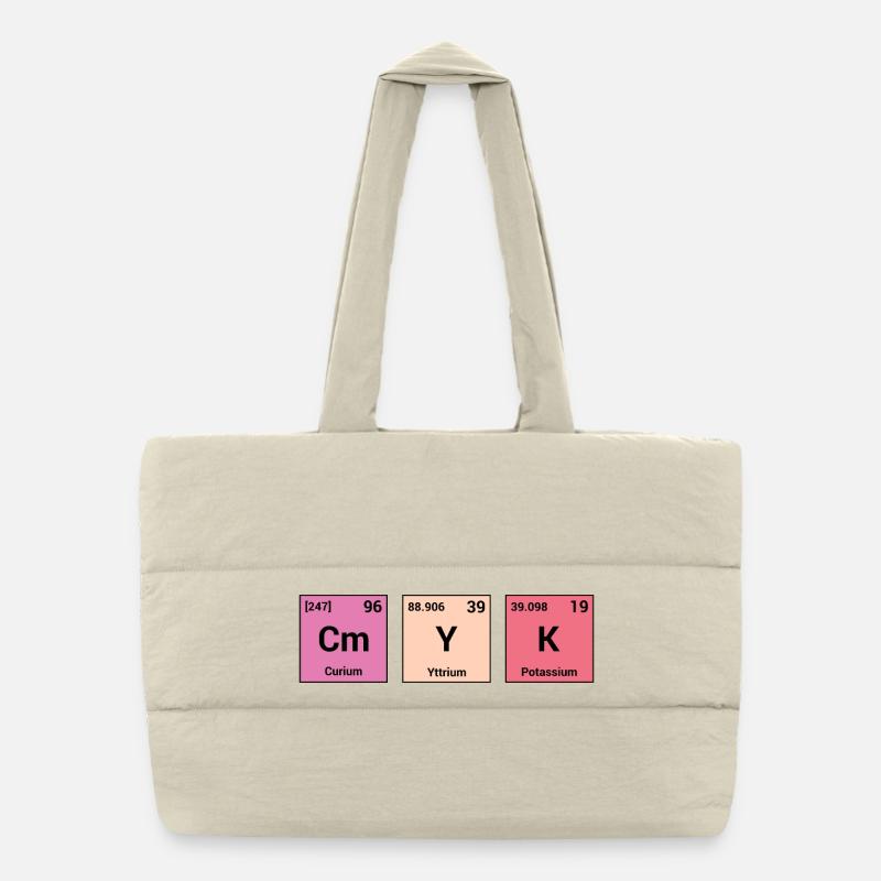 CMYK in periodic elements - Puffer Shopping Bag - natural