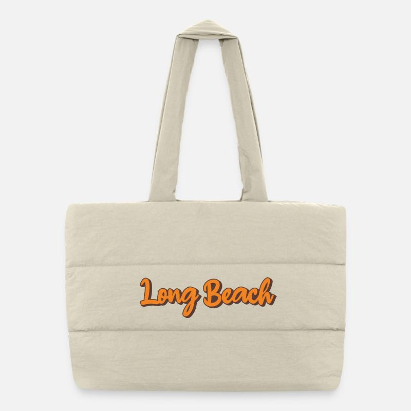 Long Beach Retro Script Puffer-Einkaufstasche