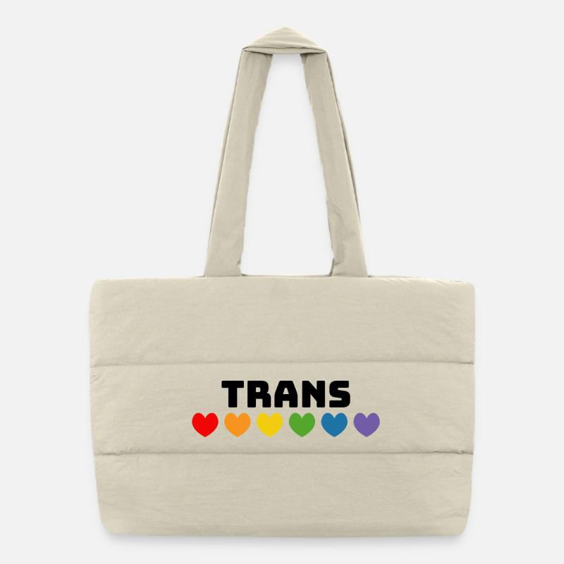 Regenbogenherzchen Trans schwarz Puffer-Einkaufstasche