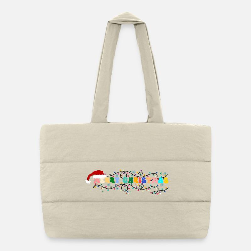 Lettrage de Noël coloré Sac shopping matelassé
