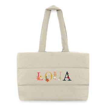 LOUA name decorated with flowers - Puffer Shopping Bag - natural - Front