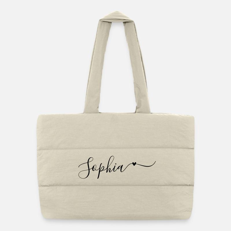 Sophia Surname First Name Decorative Puffer Shopping Bag