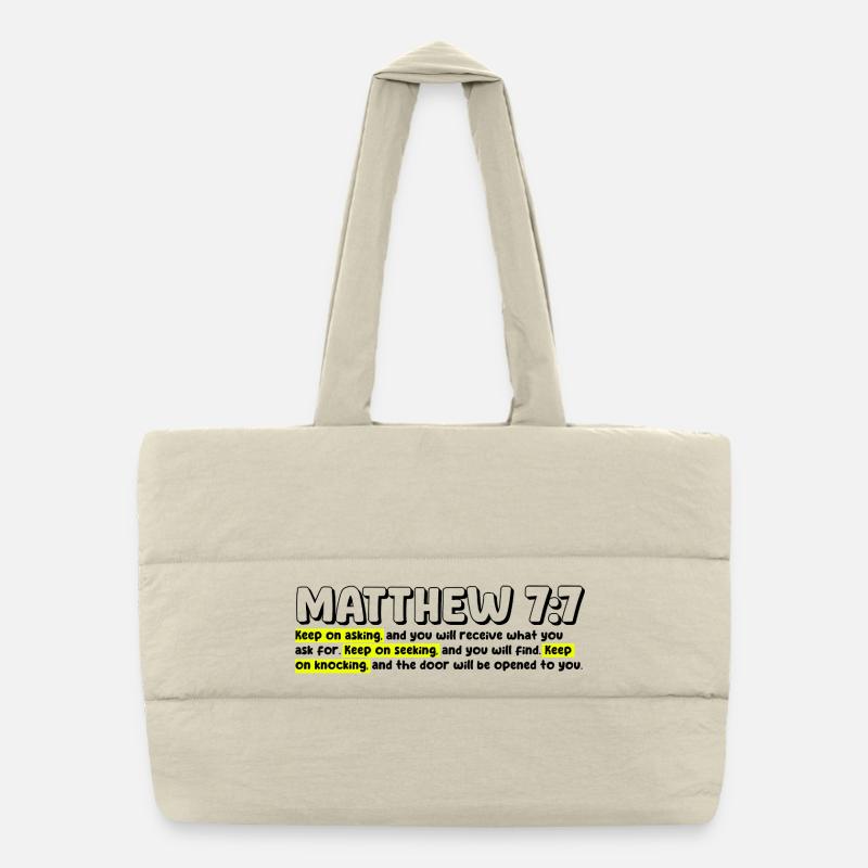 Matthieu 7:7 | Citation de la Bible Sac shopping matelassé