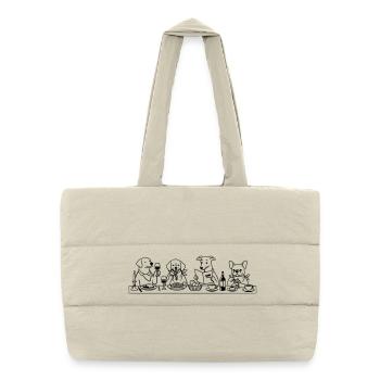 Dining Dogs Line Art - Puffer Shopping Bag - natural - Front