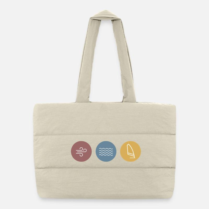 Colorful Icons Windsurfing Puffer Shopping Bag