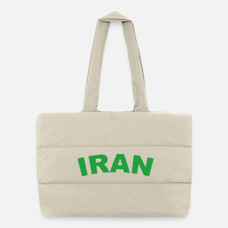 Iran in Grün – Kraftvolles Textdesign - Puffer-Einkaufstasche - Naturweiß