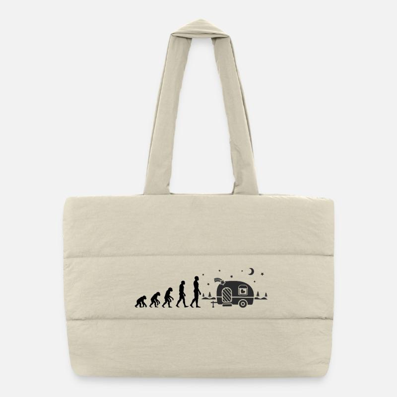 EVOLUTION OF CAMPING! CAMPER VANLIFE MOTORHOME Puffer Shopping Bag