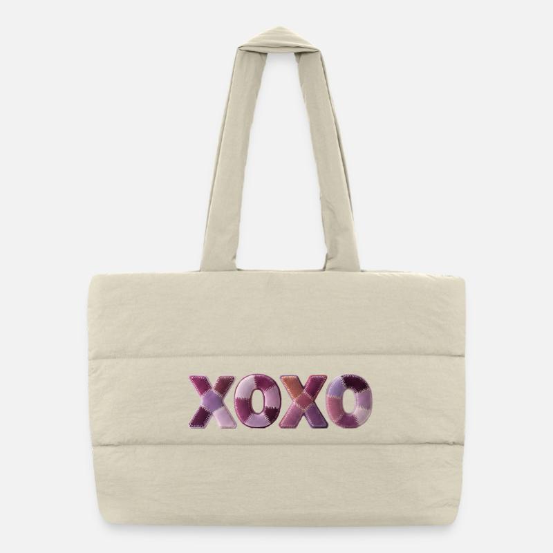 XOXO Love Fabric Look Design Top Trend Puffer Shopping Bag