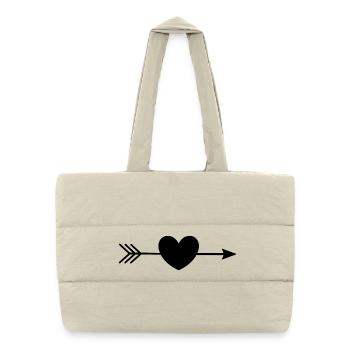 cœur noir cadeau - Sac shopping matelassé - blanc naturel - Devant