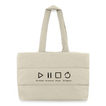 Pleine conscience, moments, souvenirs, bonheur - Sac shopping matelassé - blanc naturel - Devant