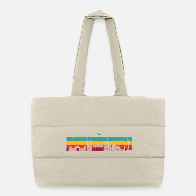 Vibrant Skyline Stripes Puffer Shopping Bag