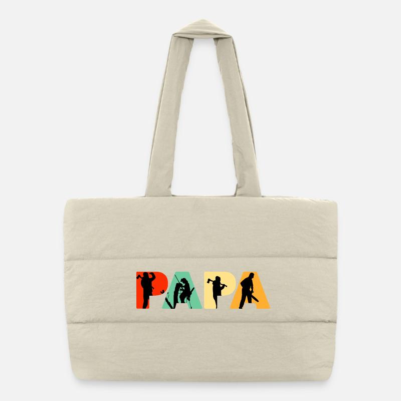 Papa, Holzfäller, Holzfäller, Baumkletterer, Baumpfleger, Vater, Vater, - Puffer-Einkaufstasche - Naturweiß