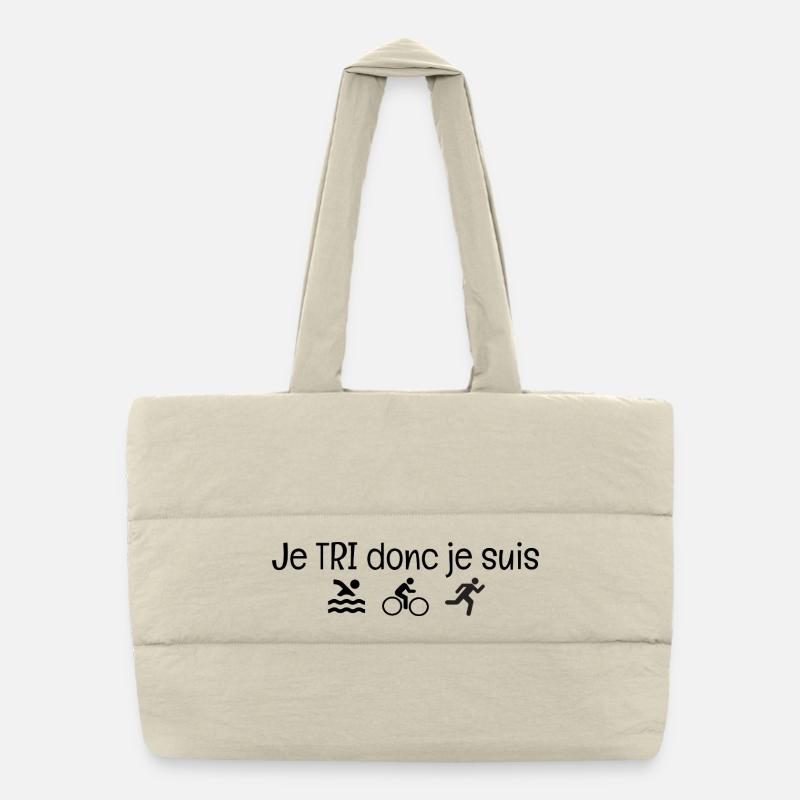 I SORT therefore I am. Triathlon humor gift Puffer Shopping Bag