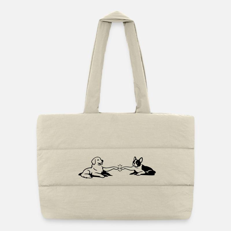 Dogs Touch Paws Michelangelo Puffer Shopping Bag