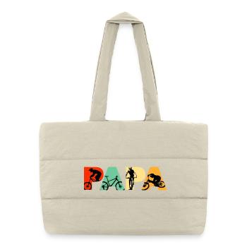 Papa Rétro VTT Papa Cycliste VTT - Sac shopping matelassé - blanc naturel - Devant