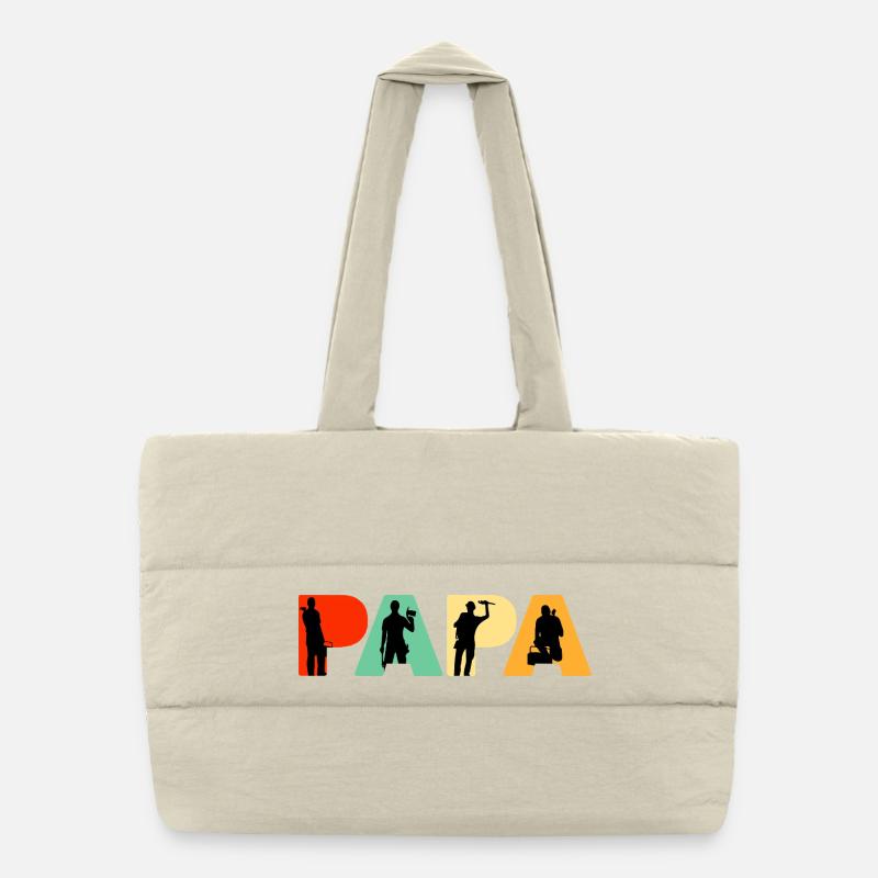 Papa Plumber Retro Handwerker Silhouetten-Design Puffer-Einkaufstasche