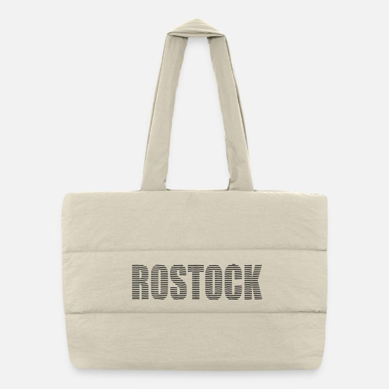 Rostock Linienschrift Puffer-Einkaufstasche