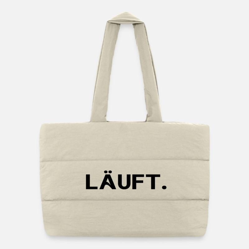 Läuft. Minimal Statement Spruch Trend Social Puffer-Einkaufstasche