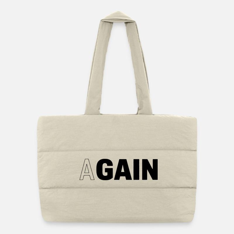 Hidden Gain — AGAIN Typography Motivational - Puffer-Einkaufstasche - Naturweiß