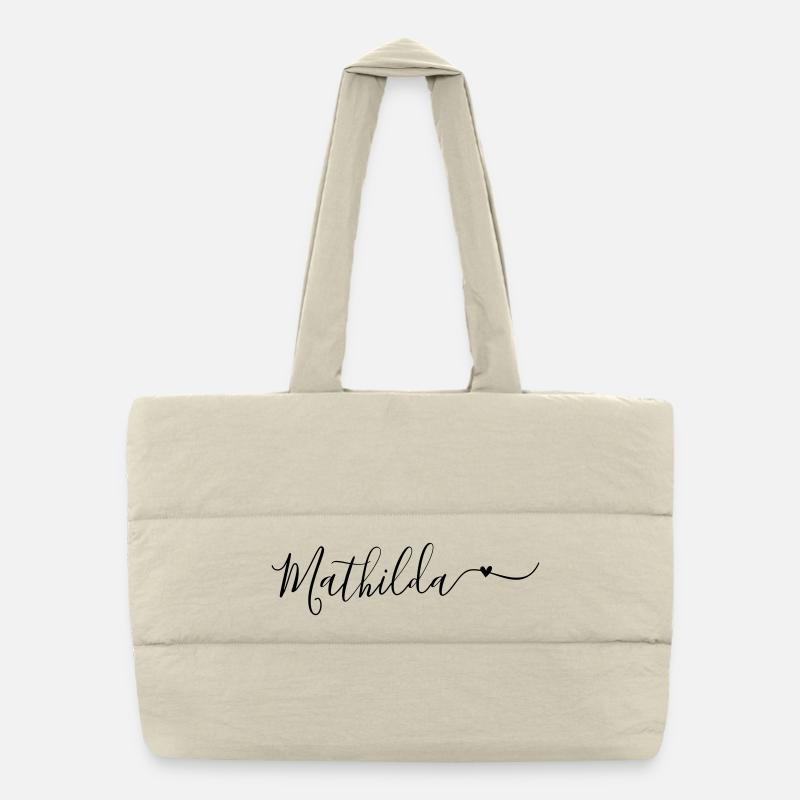Mathilda Surname First Name Decorative Puffer Shopping Bag