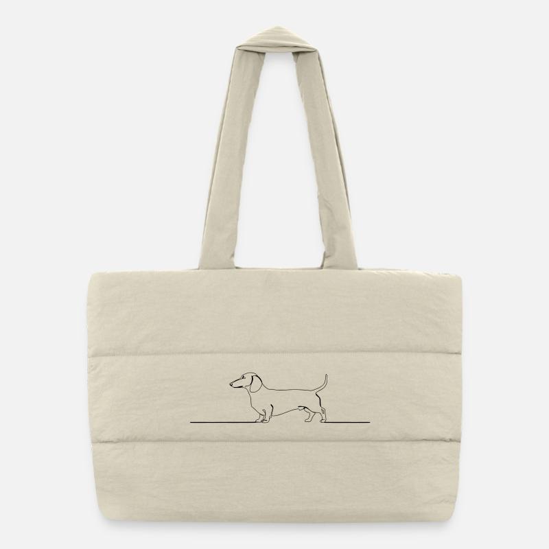 Teckel Dackel One Line Art Puffer-Einkaufstasche