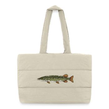 Conception de la pêche aux poissons prédateurs brochets - Sac shopping matelassé - blanc naturel - Devant