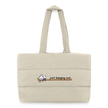 Just Hanging Out – Cute Panda Sleep Shirt - Puffer Shopping Bag - natural - Front