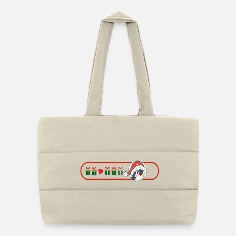 Pingouin de Noël avec cadeaux Sac shopping matelassé