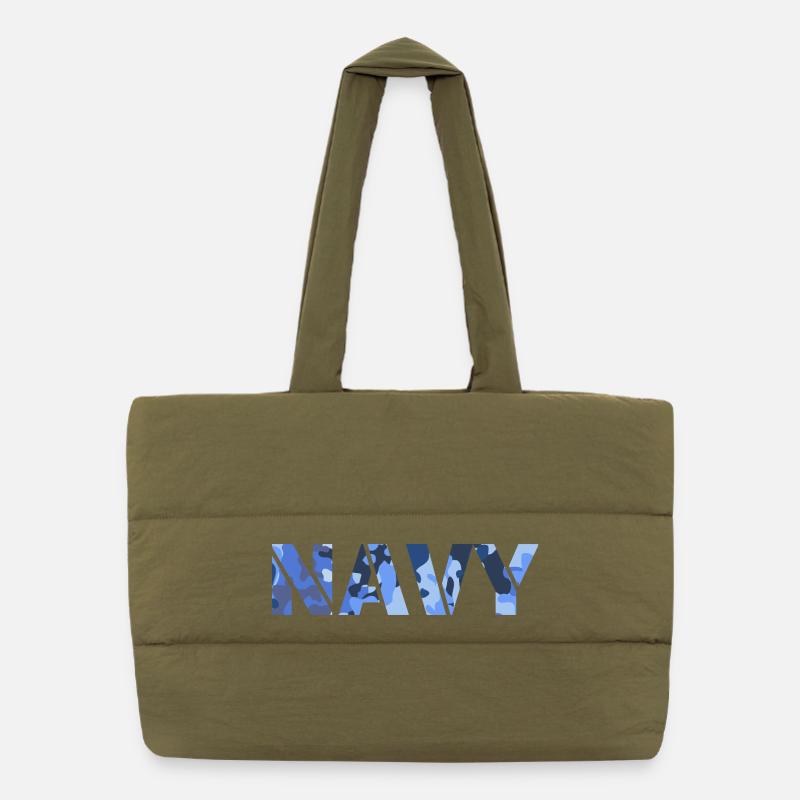 NAVY camouflage pattern Puffer Shopping Bag