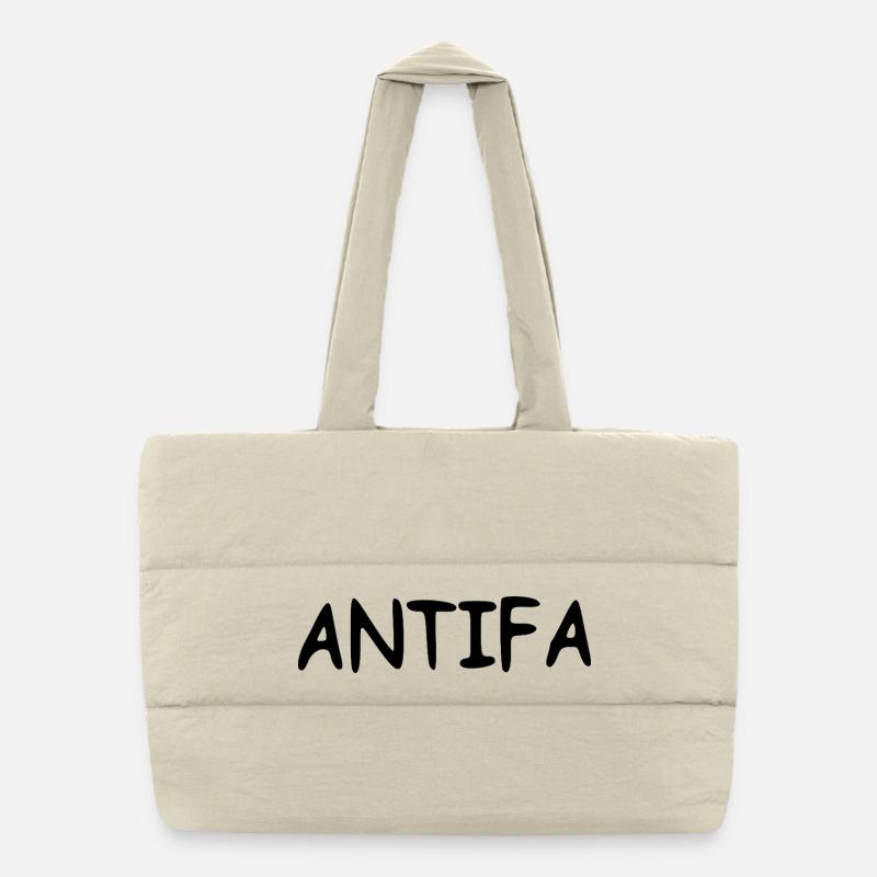 Antifa - black Puffer-Einkaufstasche