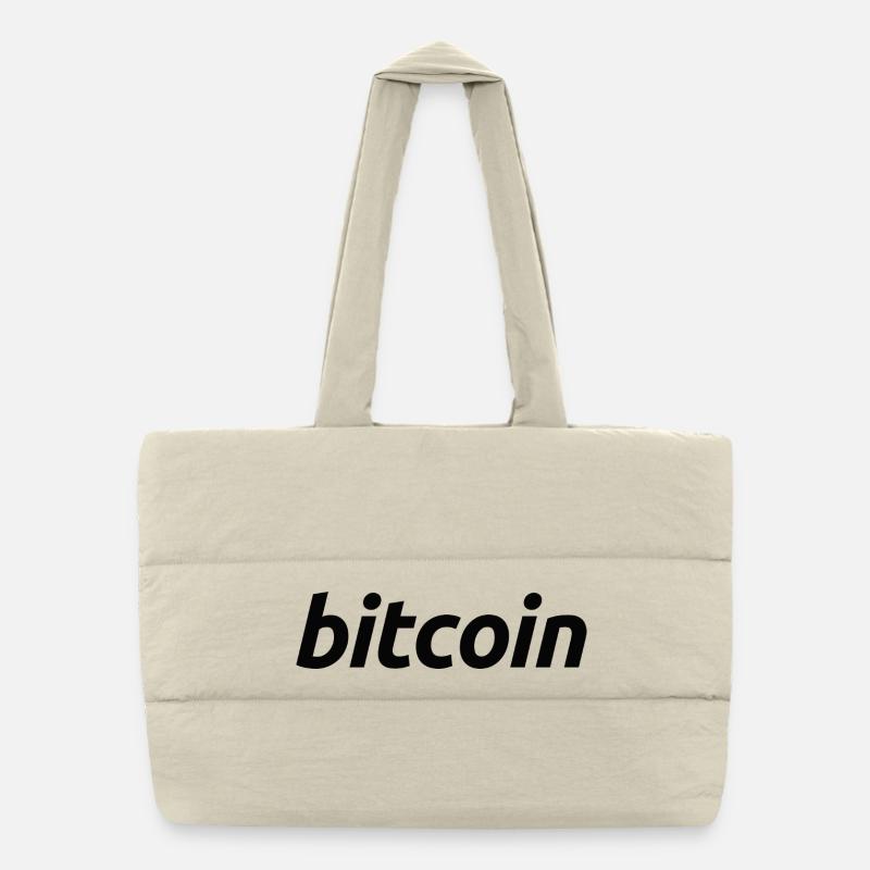 Bitcoin Word Art FinTech Typo Design Puffer Shopping Bag