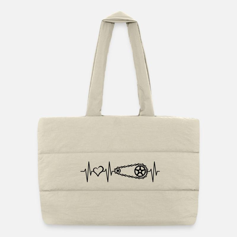 Heartbeat Bicycle Love Vélo Chaîne Pulse Logo Sac shopping matelassé