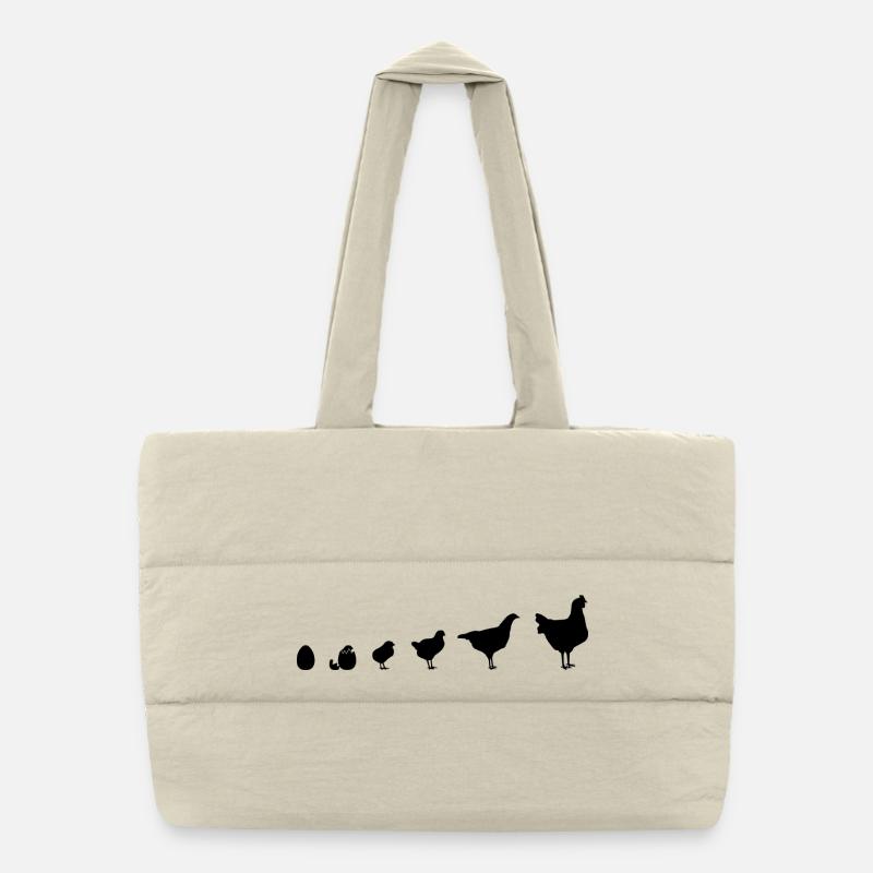 Snapshot Chick Family, Chicken, Evolution, - Puffer Shopping Bag - natural