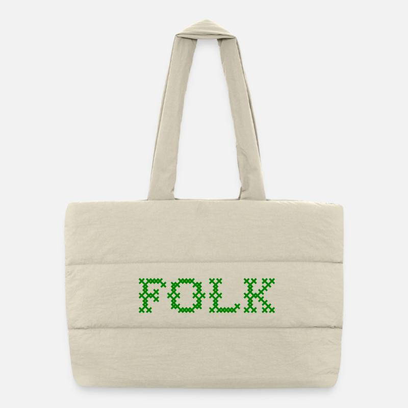 Folk Folklore Puffer-Einkaufstasche