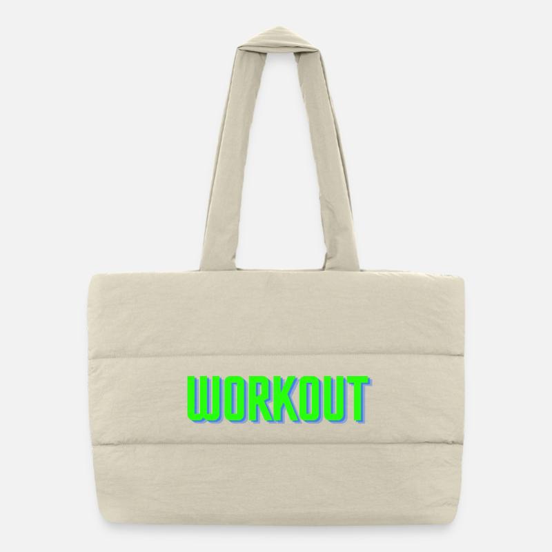 Workout Quote Minimalist - Puffer-Einkaufstasche - Naturweiß