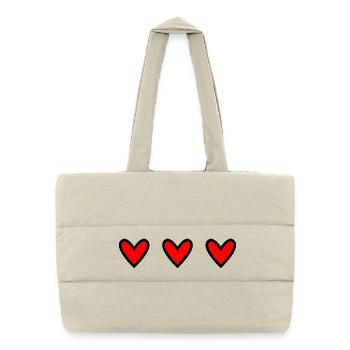 HERZ. HERZ. HEILIGER VALENTINSTAG. LIEBE. LIEBE. PAAR. - Puffer-Einkaufstasche - Naturweiß - Vorne