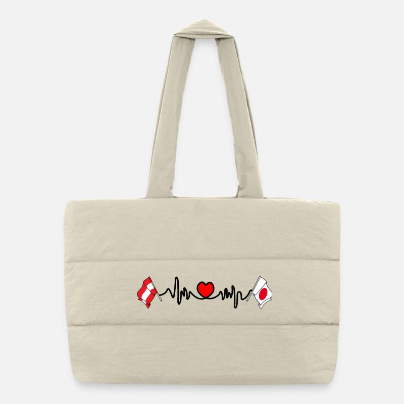 Cardio cardiaque Drapeau Autriche, drapeau Japon Sac shopping matelassé