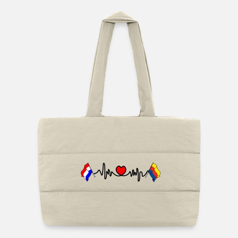 Cardio coeur Drapeau Pays-Bas, Hollande du Nord Sac shopping matelassé