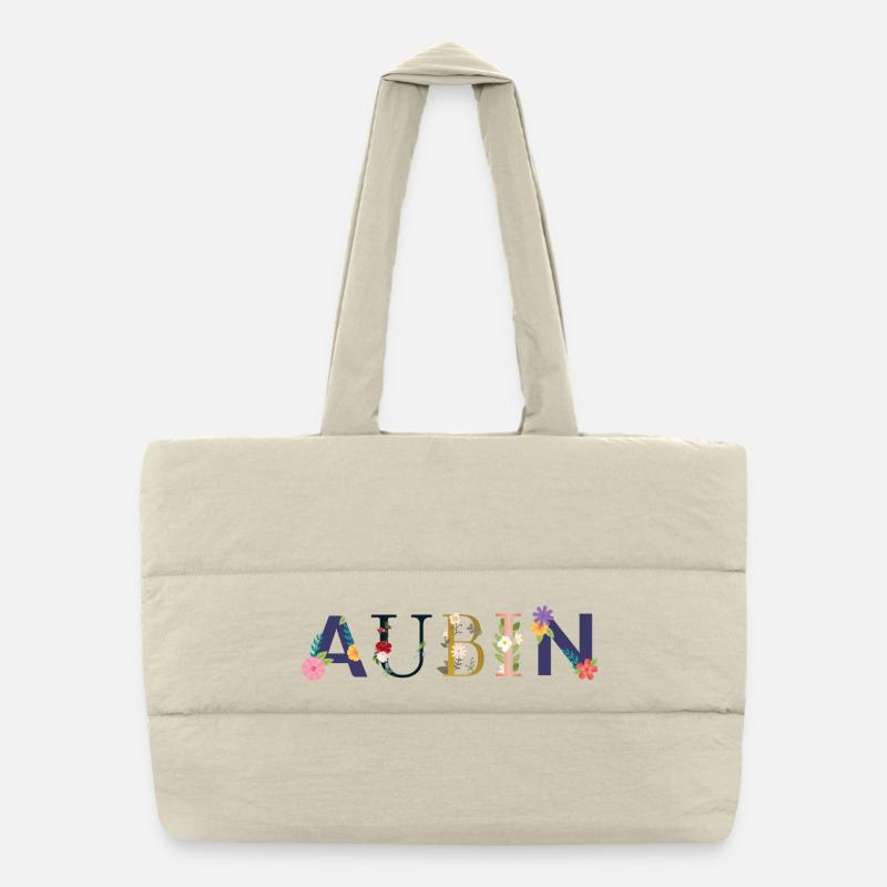 Nom AUBIN Décoré de Fleurs Sac shopping matelassé