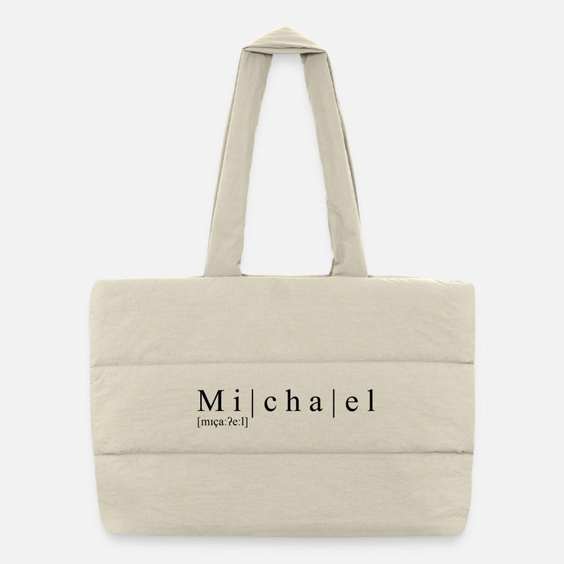 Name abstrakt Typografisch Weiß Michael Puffer-Einkaufstasche