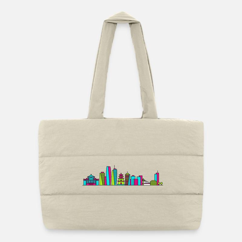 Hanoi City Skyline One Pillar Pagode Kunst Puffer-Einkaufstasche