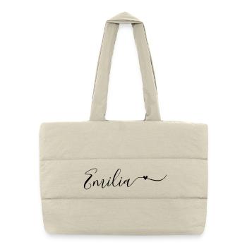 Emilia Name Vorname Dekorativ - Puffer-Einkaufstasche - Naturweiß - Vorne
