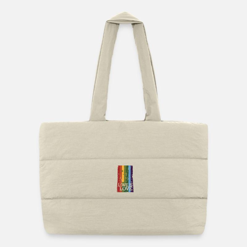 Distressed Pride Flag, Love is Love - Puffer-Einkaufstasche - Naturweiß