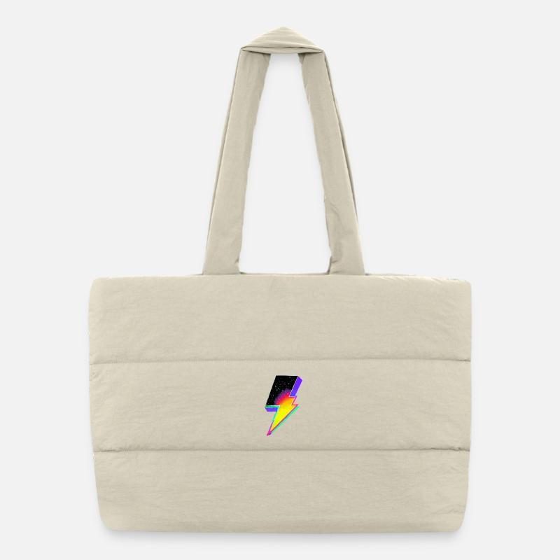Neon-Regenbogen-Blitz-Emblem Puffer-Einkaufstasche
