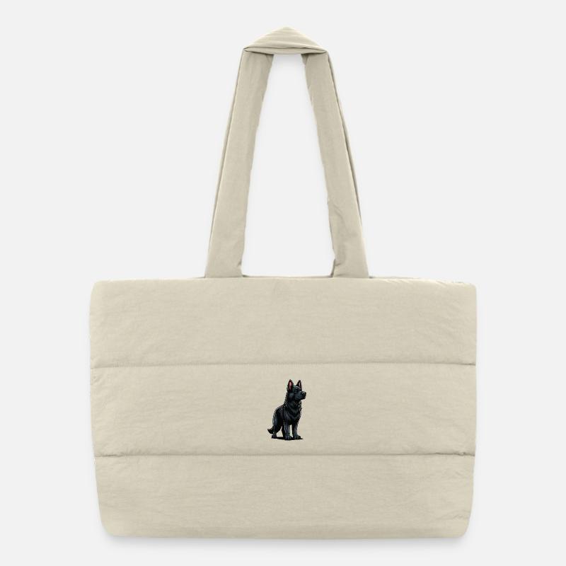 Black German Shepherd German Shepherd Owner Puffer Shopping Bag