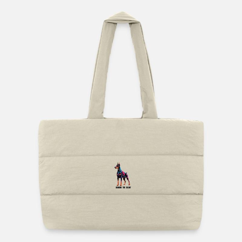 Doberman Géométrique Pinscher - Méfiez-vous du silence - Sac shopping matelassé