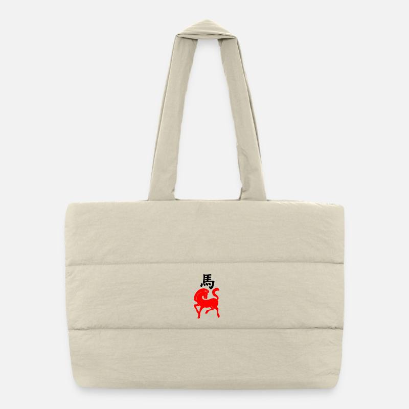 Chinesisches Schriftzeichen Pferd mit rotem Pferdebild, Puffer-Einkaufstasche