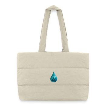 Wassertropfen - Cooles Low Poly Logo - Puffer-Einkaufstasche - Naturweiß - Vorne