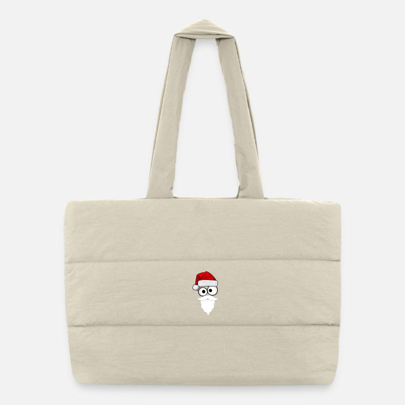 Visage de dessin animé du Père Noël avec chapeau Sac shopping matelassé